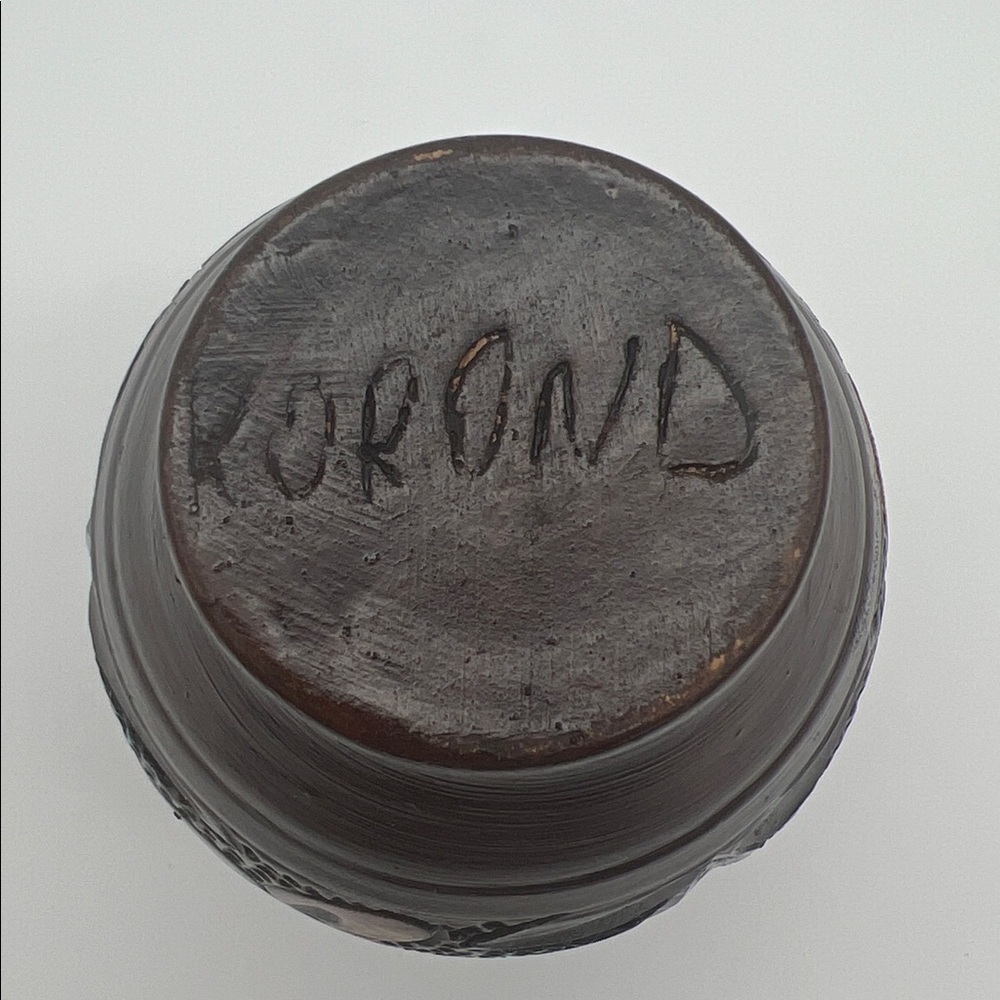Vintage Handcrafted Korond Pottery Brown Floral Vase Transylvania ~ 7 Inches - Picture 5 of 9
